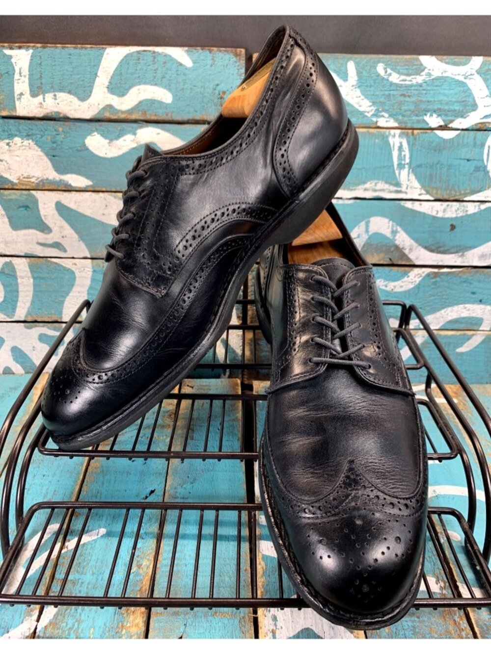 Allen Edmonds Road Warrior Black Wing Tip Brogue Derby Dress Shoe Mens Sz 11.5B